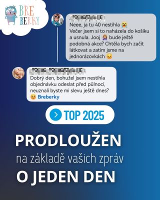🎉 TOP 2025 – PRODLOUŽEN! 🎉 Na vaše přání jsme se rozhodli ještě jednou mávnout kouzelným proutkem ✨ a přidat JEDEN DEN...